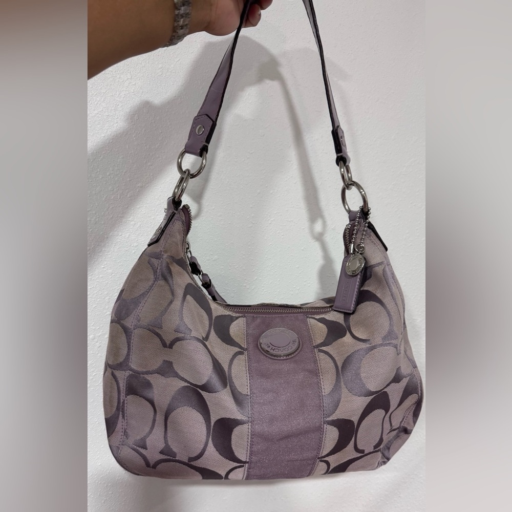 Y2K Coach Lavender Hobo Signature Crossbody and Shoulder Bag